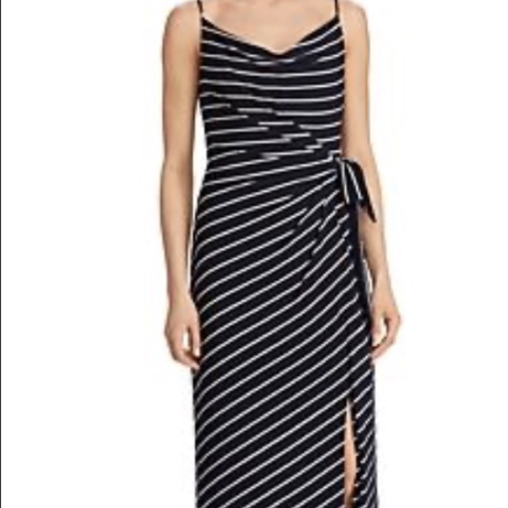 RALPH LAUREN STRIPED TIE-WAIST DRESS.